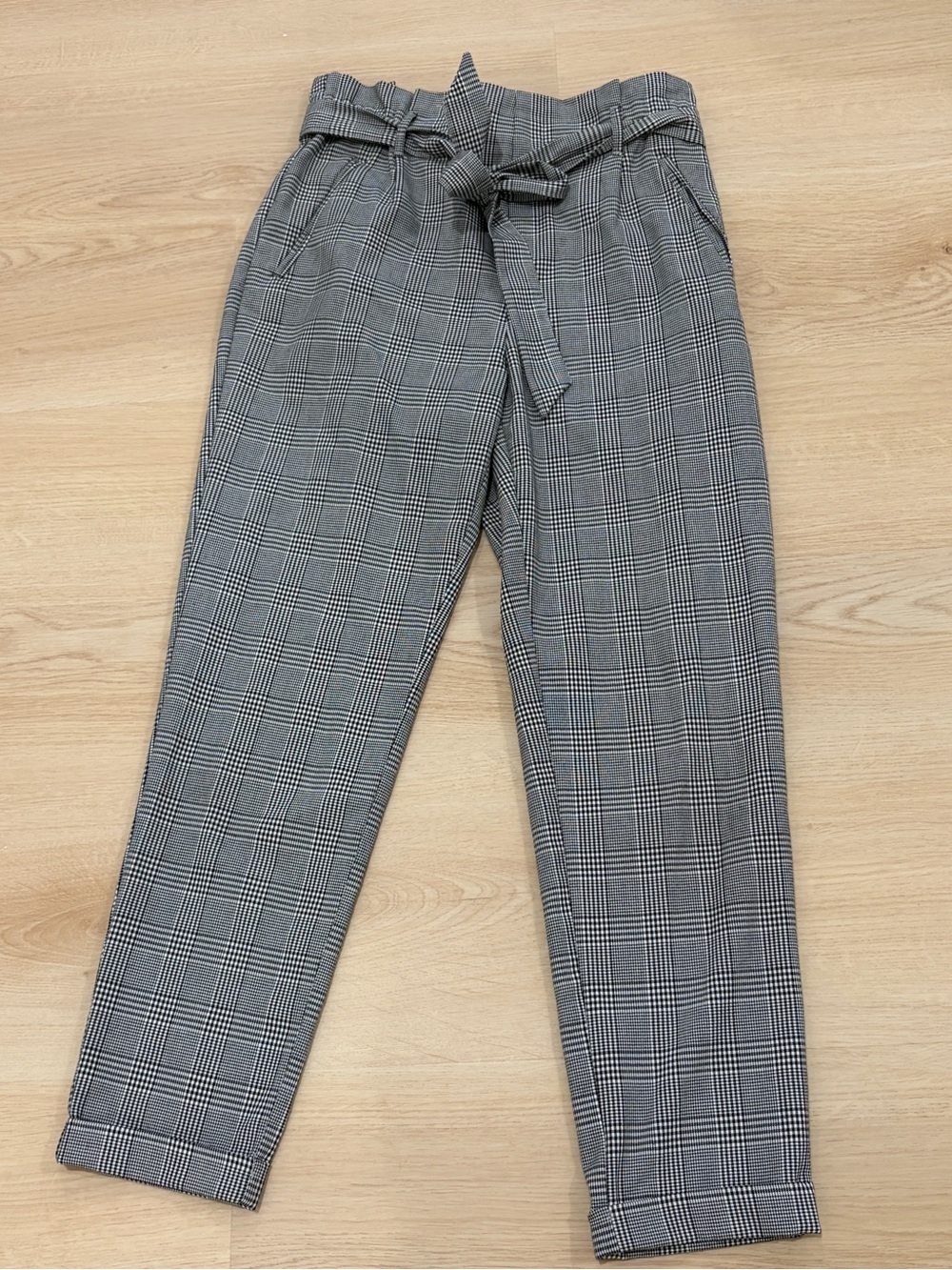 Zara Trafaluc Collection Gray Plaid Paperbag Waist Dress Pants - XS